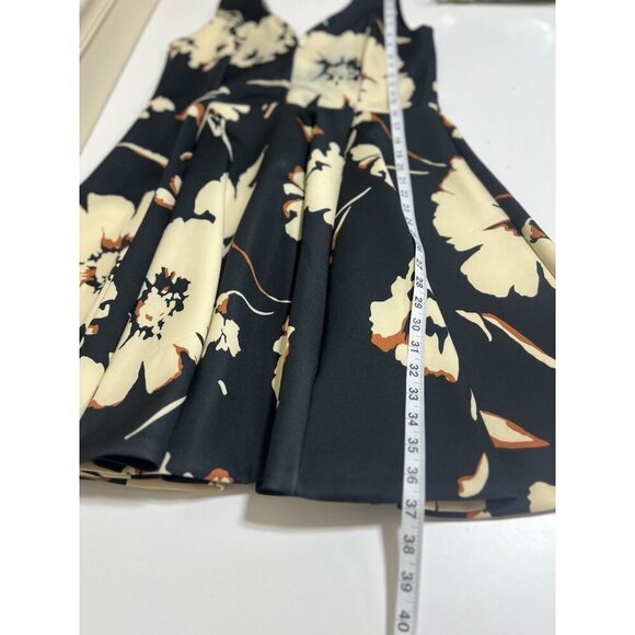 Anthropologie Maeve Women’s Amory Black Ivory Floral Fit & Flare Dress 14 Scuba - Picture 7 of 8